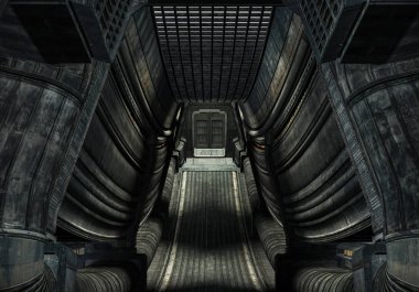 3d Rendered Uzay Gemisi Koridoru - 3d İllüstrasyon