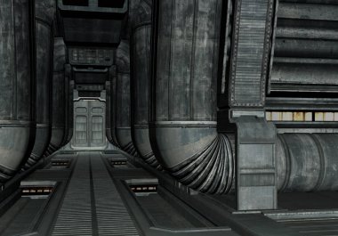 3d Rendered Uzay Gemisi Koridoru - 3d İllüstrasyon