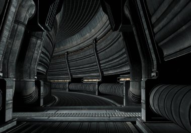 3d Rendered Uzay Gemisi Koridoru - 3d İllüstrasyon
