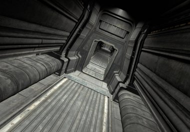 3d Rendered Uzay Gemisi Koridoru - 3d İllüstrasyon
