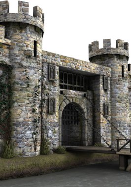 Beyaz Arka Plan 3d işlenmiş Kale - 3d İllüstrasyon