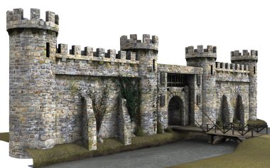 Beyaz Arka Plan 3d işlenmiş Kale - 3d İllüstrasyon