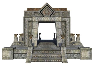 Beyaz Arka Plan Üzerinde Kelt Sembolleri ile 3d render Fantasy Temple - 3d İllüstrasyon