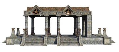 Beyaz Arka Plan Üzerinde Kelt Sembolleri ile 3d render Fantasy Temple - 3d İllüstrasyon