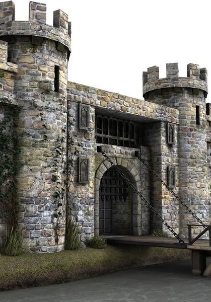 Rendered Castle White Background Illustration — Stock Photo, Image