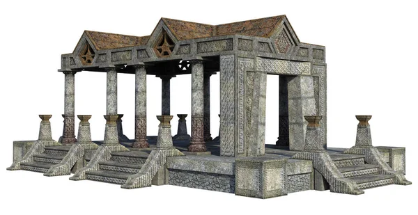 Templo Fantasía Renderizado Con Símbolos Celtas Sobre Fondo Blanco Ilustración —  Fotos de Stock