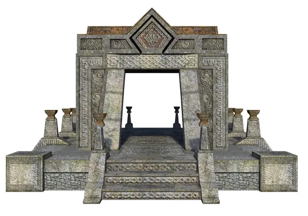 Resi Fantasy Temple Con Simboli Celtici Sfondo Bianco Illustrazione — Foto Stock