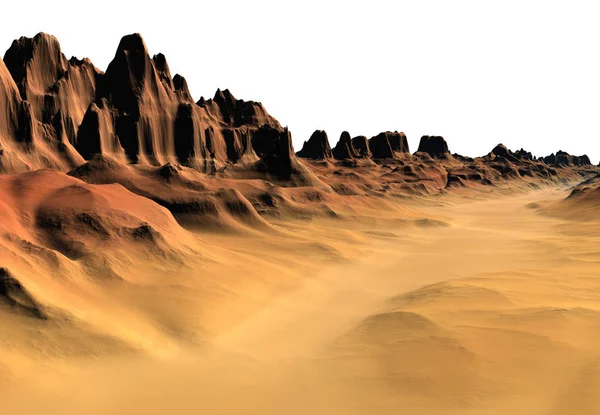 Rendered Fantasy Desert Landscape Sfondo Bianco Illustrazione — Foto Stock