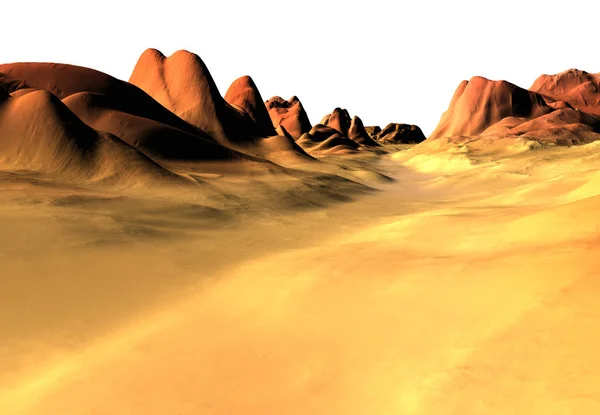 白い背景に3Dレンダリングファンタジー砂漠の風景 3Dイラスト — ストック写真