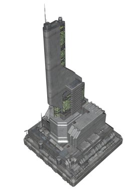 3d Rendered Fütüristik Bina Beyaz Arka Plan Izole - 3d İllüstrasyon