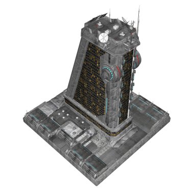 3d Rendered Fütüristik Bina Beyaz Arka Plan Izole - 3d İllüstrasyon