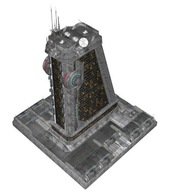 3d Rendered Fütüristik Bina Beyaz Arka Plan Izole - 3d İllüstrasyon