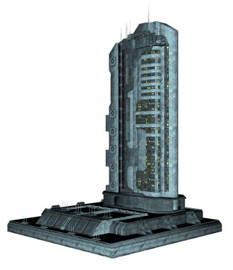 3d Rendered Fütüristik Bina Beyaz Arka Plan Izole - 3d İllüstrasyon