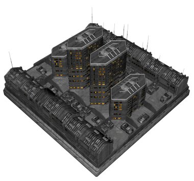 3d Rendered Fütüristik Bina Beyaz Arka Plan Izole - 3d İllüstrasyon