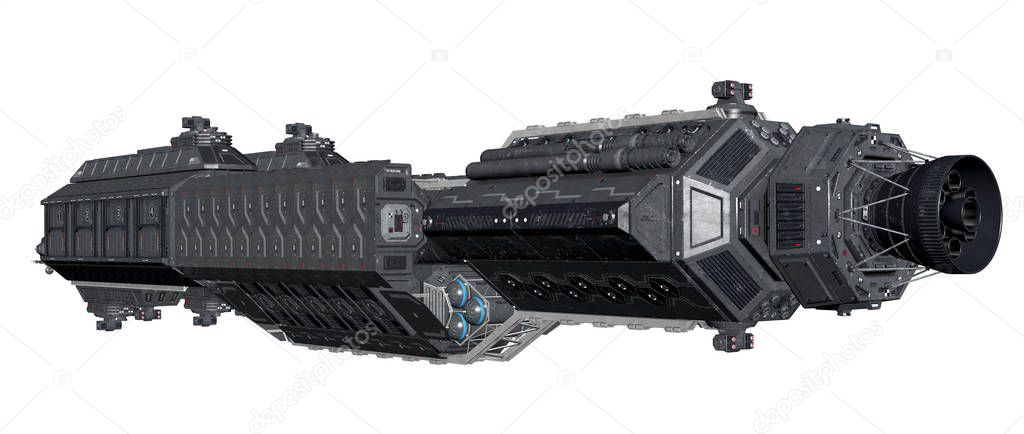 3D Rendered Futuristic Spaceship Isolated On White Background - 3D Illustration