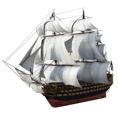 Beyaz Arka Plan üzerinde 3d Rendered Fantasy Sailing Ship - 3d İllüstrasyon
