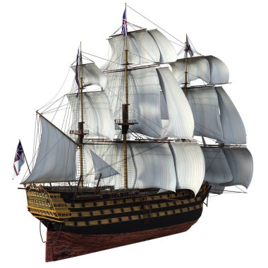 Beyaz Arka Plan üzerinde 3d Rendered Fantasy Sailing Ship - 3d İllüstrasyon