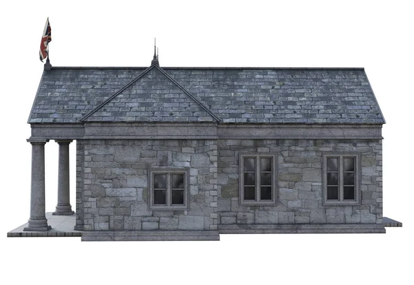 白い背景に3Dレンダリングファンタジータウンホール 3Dイラスト — ストック写真