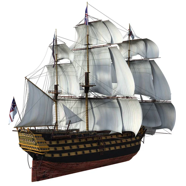 Gerenderd Fantasie Zeilschip Witte Achtergrond Illustratie — Stockfoto