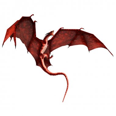 Beyaz arka plan üzerinde Izole 3D render Fantasy Dragon-3D Illüstrasyon