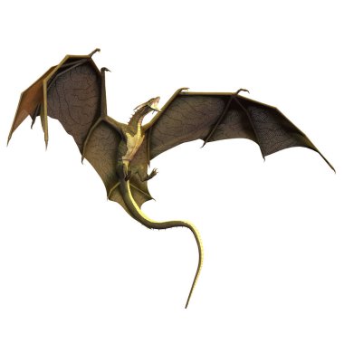 Beyaz arka plan üzerinde Izole 3D render Fantasy Dragon-3D Illüstrasyon
