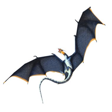 Beyaz arka plan üzerinde Izole 3D render Fantasy Dragon-3D Illüstrasyon