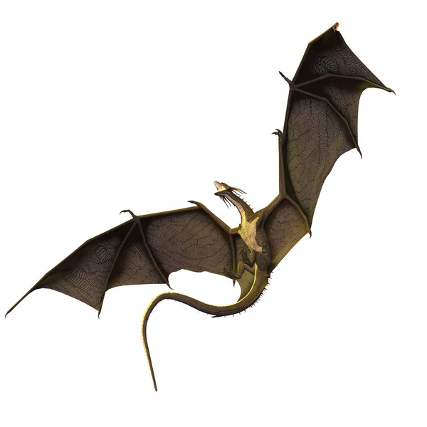 Beyaz arka plan üzerinde Izole 3D render Fantasy Dragon-3D Illüstrasyon