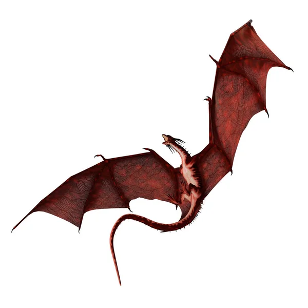 Beyaz Arka Plan Üzerinde Izole Render Fantasy Dragon Illüstrasyon — Stok fotoğraf