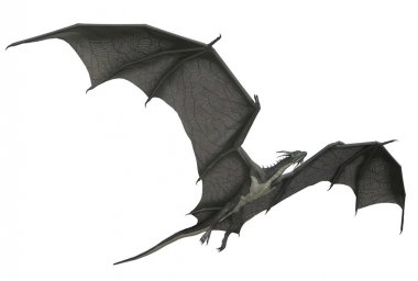 Beyaz arka plan üzerinde Izole 3D render Fantasy Dragon-3D Illüstrasyon