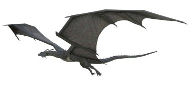 Beyaz arka plan üzerinde Izole 3D render Fantasy Dragon-3D Illüstrasyon