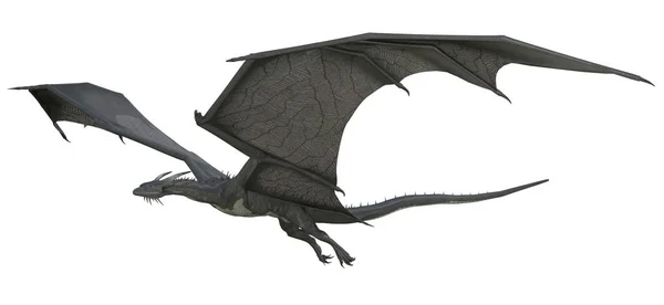 Beyaz Arka Plan Üzerinde Izole Render Fantasy Dragon Illüstrasyon — Stok fotoğraf