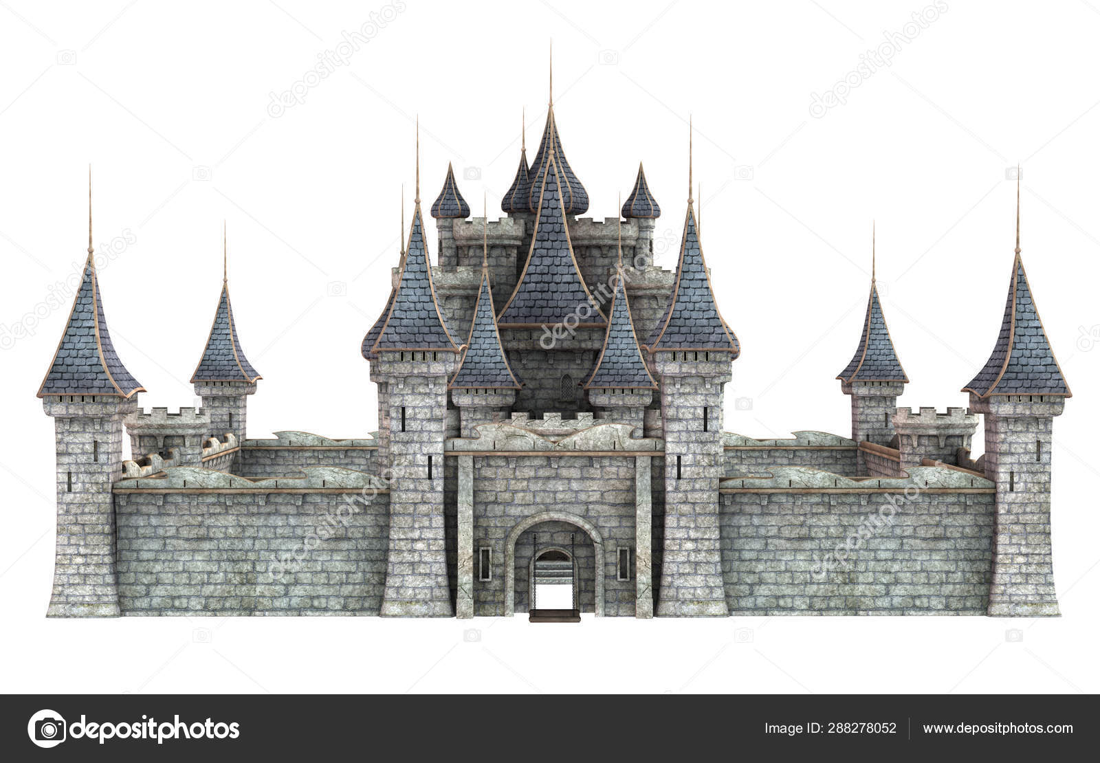 Rendered Fairy Tale Castle White Background Illustration Stock Photo by