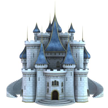 Beyaz arka planda 3D Işlenmiş peri masalı Kalesi-3D Illustration
