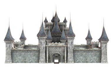Beyaz arka planda 3D Işlenmiş peri masalı Kalesi-3D Illustration