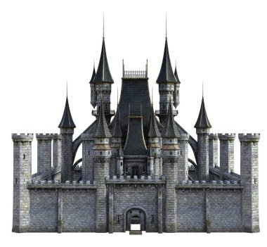 Beyaz arka planda 3D Işlenmiş peri masalı Kalesi-3D Illustration