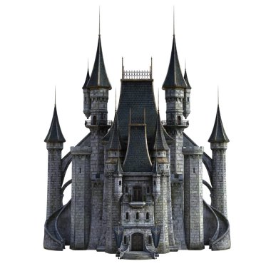 Beyaz arka planda 3D Işlenmiş peri masalı Kalesi-3D Illustration