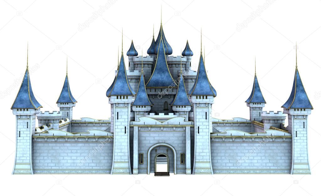 3D Rendered Fairy Tale Castle on White Background - 3D Illustration