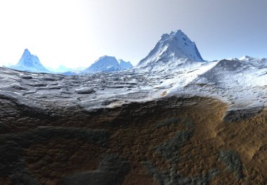 3d Rendered Fantasy Kış Manzara - 3d İllüstrasyon