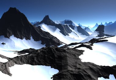 3d Rendered Fantasy Kış Manzara - 3d İllüstrasyon