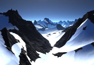 3d Rendered Fantasy Kış Manzara - 3d İllüstrasyon
