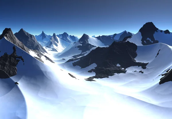 3Dレンダリングファンタジー冬の風景 3Dイラスト — ストック写真