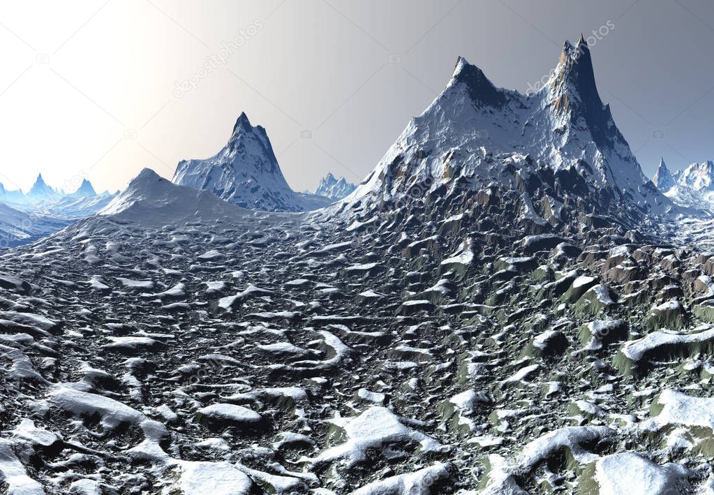 3D Rendered Fantasy Winter Landscape - 3D Illustration