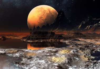 3D Yapılandırılmış Fantezi Uzaylı Manzarası - 3D Görüntü