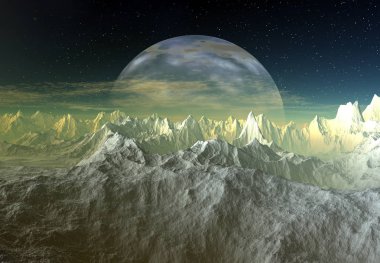 3D Yapılandırılmış Fantezi Uzaylı Manzarası - 3D Görüntü