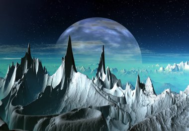 3D Yapılandırılmış Fantezi Uzaylı Manzarası - 3D Görüntü