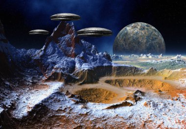 3D Yapılandırılmış Fantezi Uzaylı Manzarası - 3D Görüntü