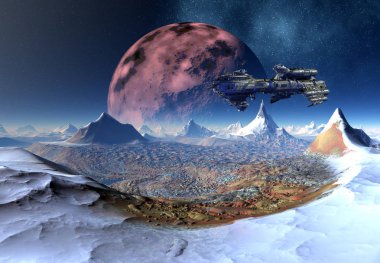 3D Yapılandırılmış Fantezi Uzaylı Manzarası - 3D Görüntü