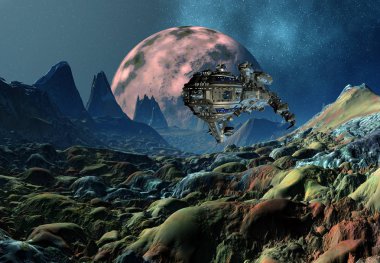 3D Yapılandırılmış Fantezi Uzaylı Manzarası - 3D Görüntü