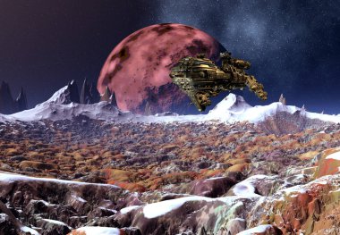 3D Yapılandırılmış Fantezi Uzaylı Manzarası - 3D Görüntü
