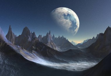 3D Yapılandırılmış Fantezi Uzaylı Manzarası - 3D Görüntü